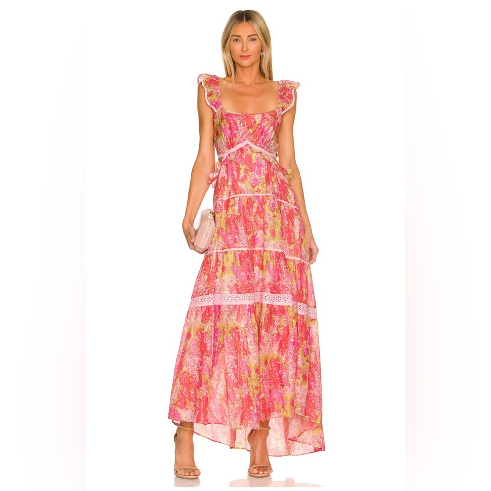LoveShackFancy Madsen Dress in Swaying Coral